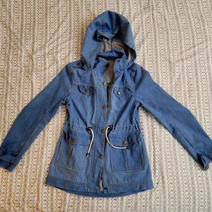 mia melon light blue hooded jacket.  Size XS.